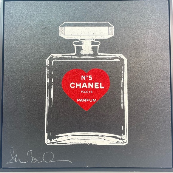 ‘I Love Chanel’ NO.5 Art Giclee Canvas Print Signed Shane Bowden Red Glitter 20” - Picture 11 of 16